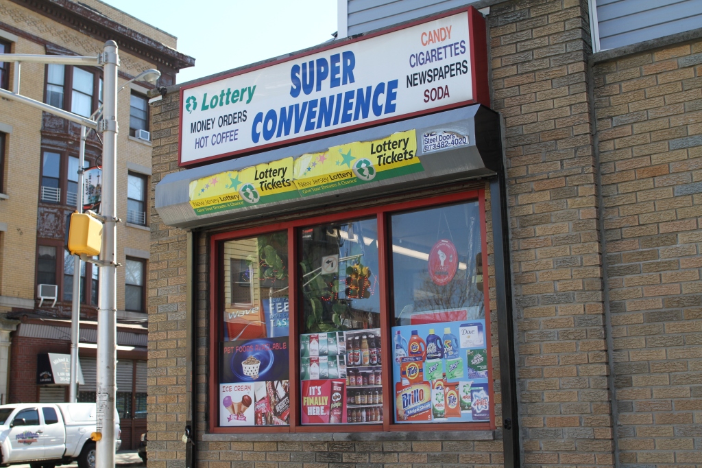 Corner store signage and window displays 